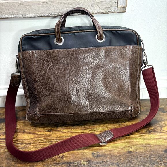 Tusk Computer Brief Messenger Bag Leather Padded Adjustable Strap FLAW READ - Picture 3 of 16